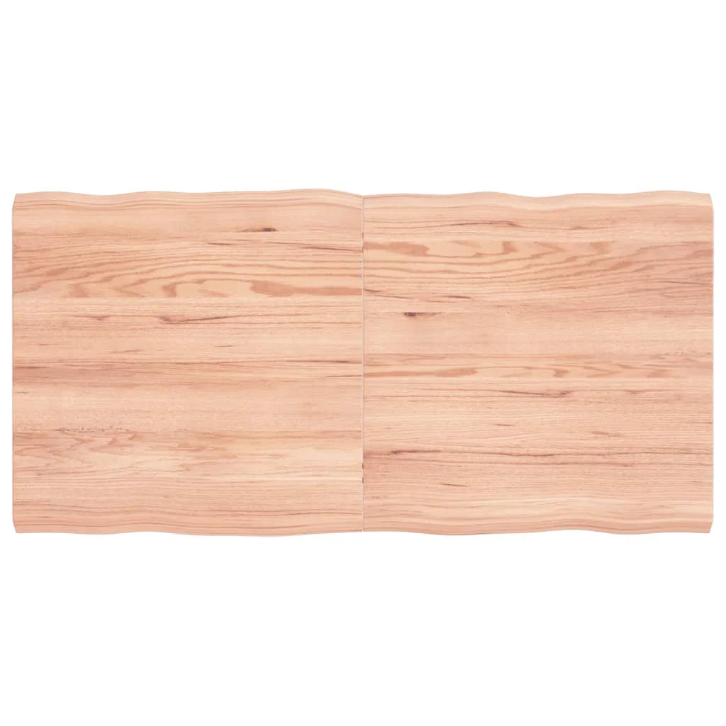 Light Brown Treated Solid Wood Live Edge Table Top A30333