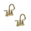 4 in. Centerset Double-Handle High-Arc Bathroom Faucet Matte Gold 2-Pack H81527