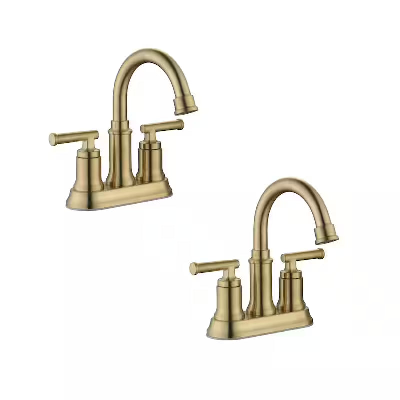 4 in. Centerset Double-Handle High-Arc Bathroom Faucet Matte Gold 2-Pack H81527