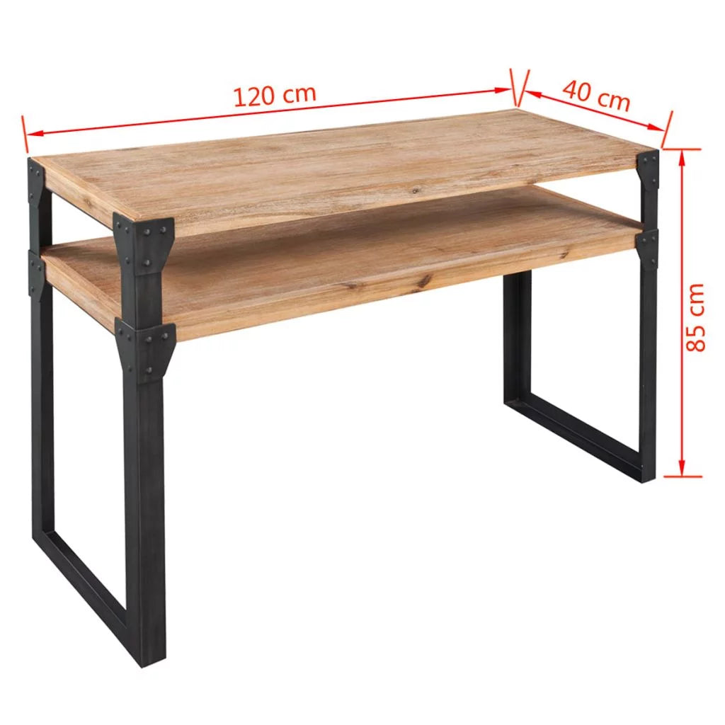 Acacia Wood Console Table with Storage Shelf Steel Legs U49564