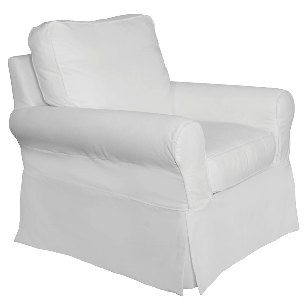 White Fabric Slipcover Swivel Rocking Chair & Ottoman X187373