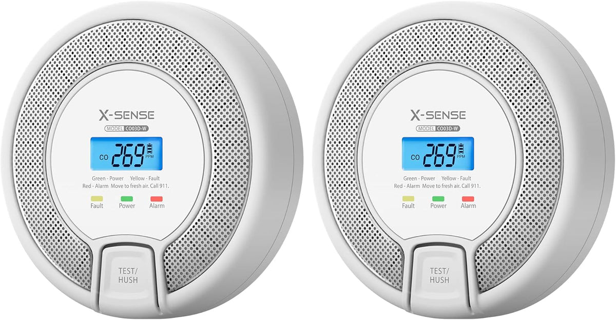 Wireless Interconnected Carbon Monoxide Detector, Replaceable Battery-Powered CO Alarm with Digital Display, Pack of 2 A147