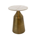 White Marble Round Side Table with Inlay I187604