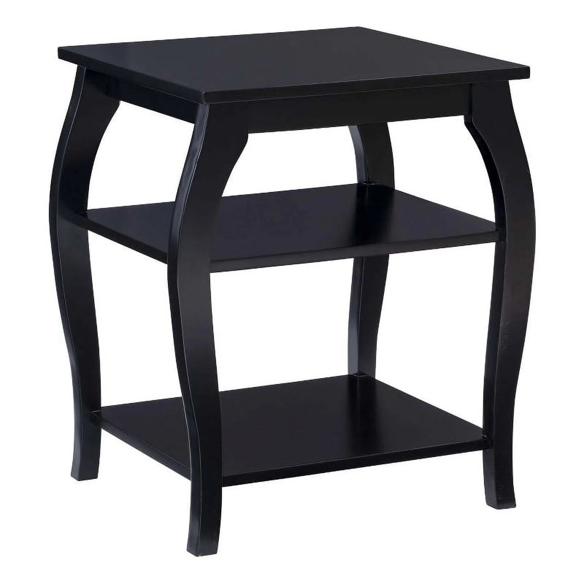 Black Wood Side Table with 2 Shelves Q9647