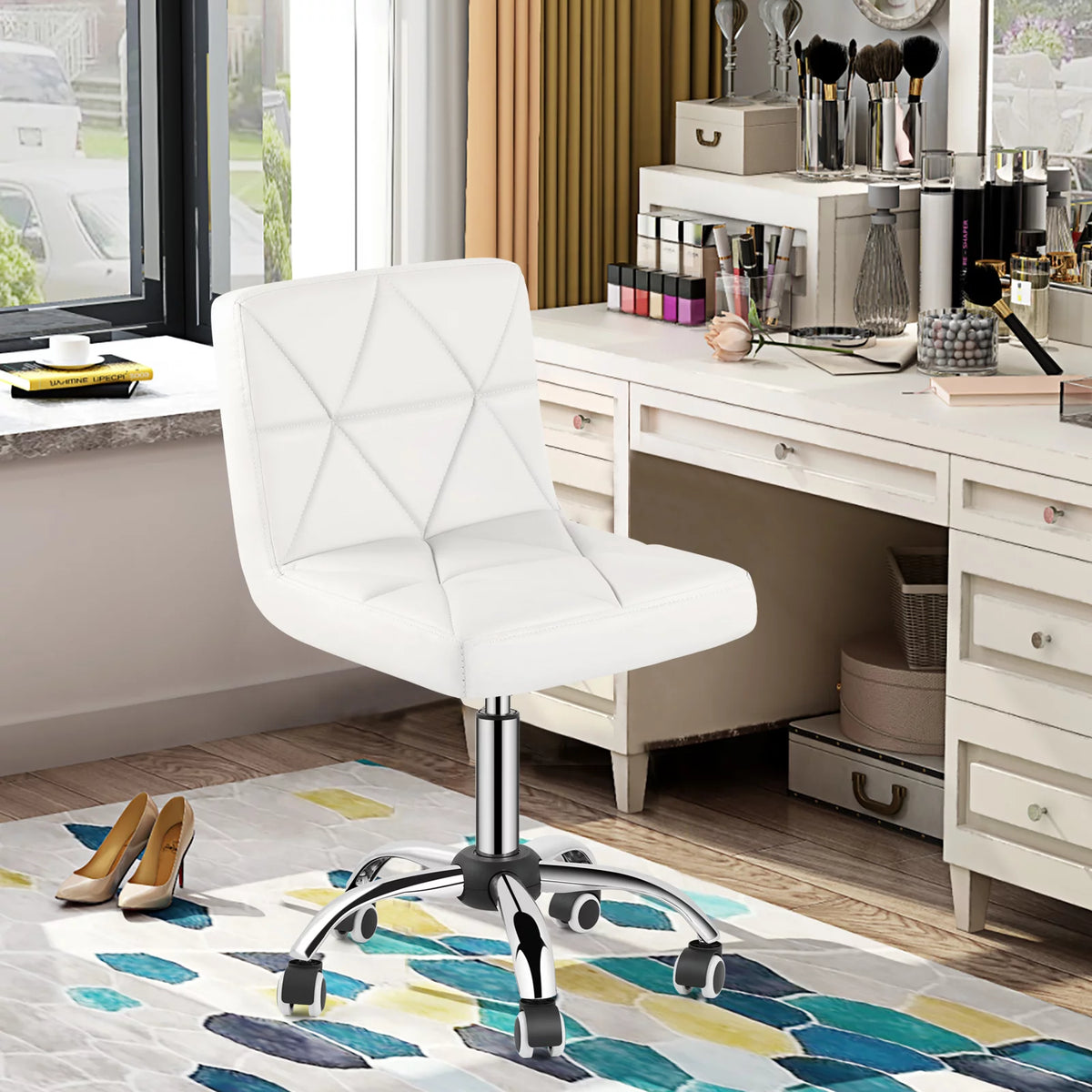 White Armless Swivel Desk Chair T6060
