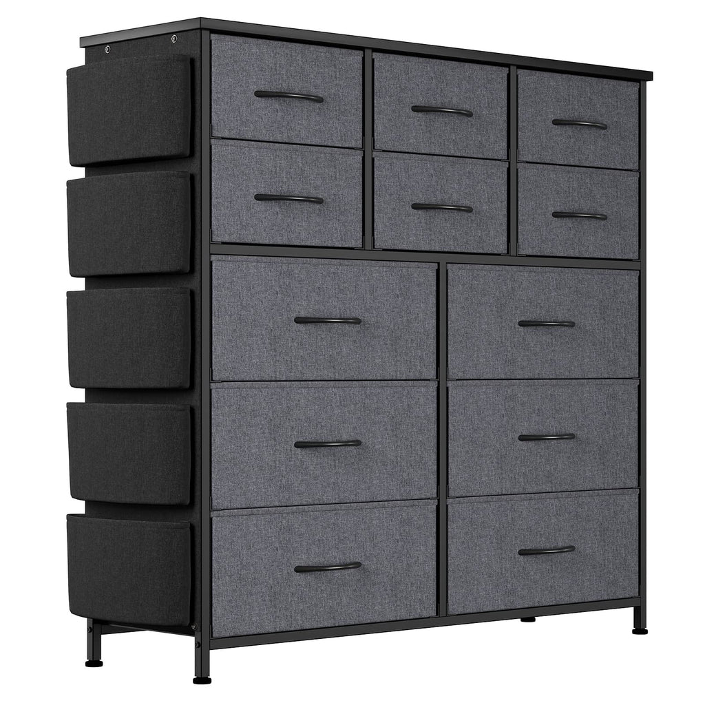 12 Drawer Fabric Dresser with Wood Tabletop H428401