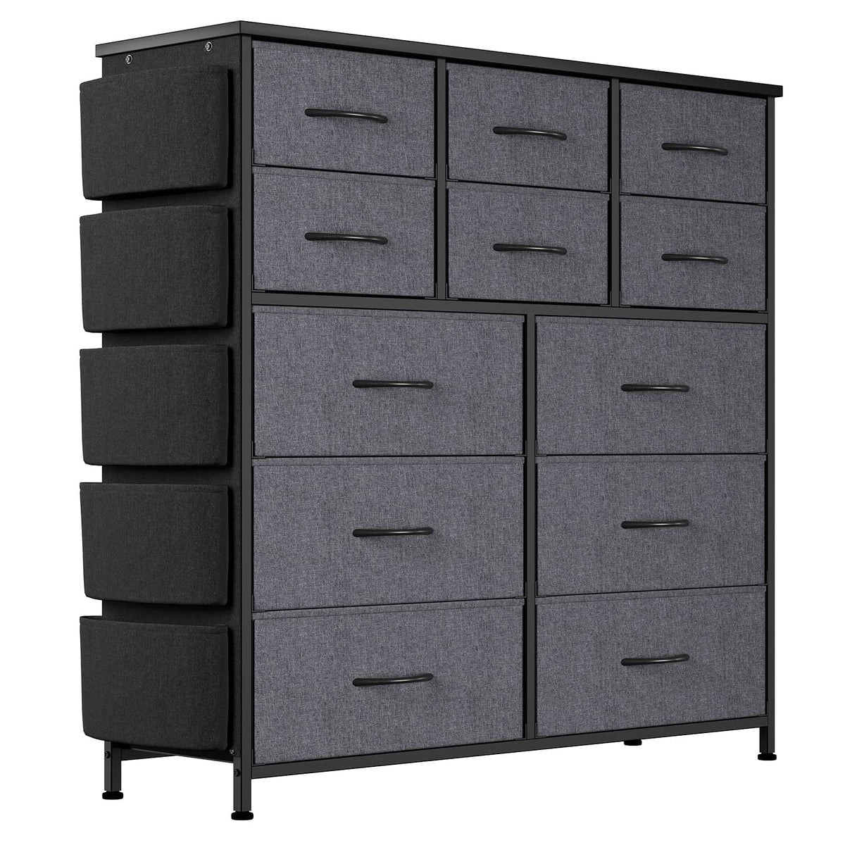 12 Drawer Fabric Dresser with Wood Tabletop H428401
