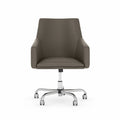 Washed Gray Leather Mid Back Box Chair R3342