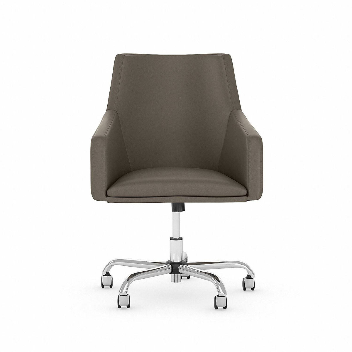 Washed Gray Leather Mid Back Box Chair R3342
