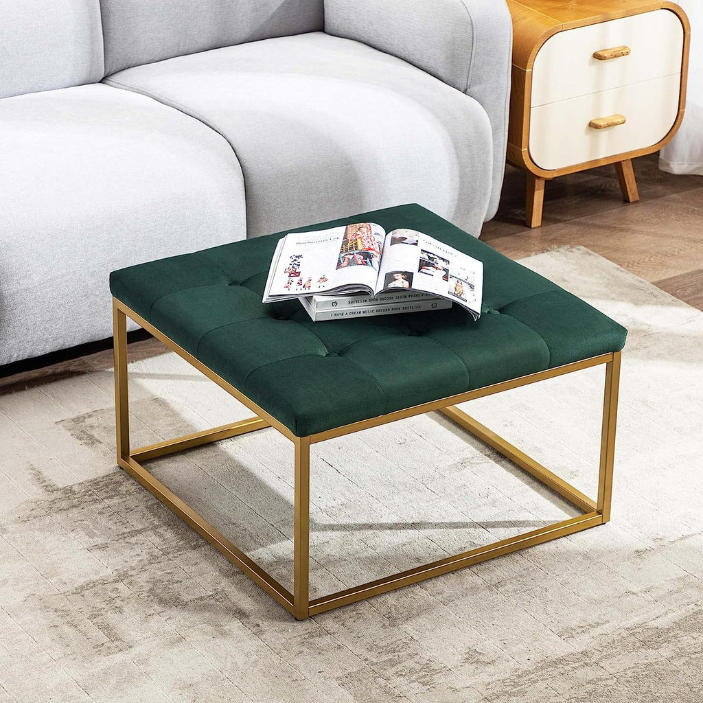 Green Velvet Ottoman Coffee Table with Metal Base G510625