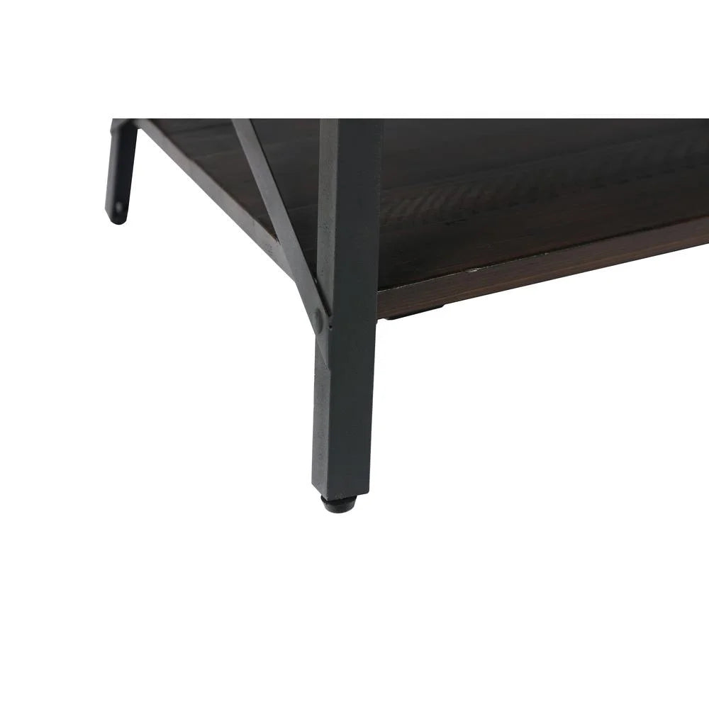 Gray 48" Coffee Table with Solid Wood Top and Open Storage Shelf A539008