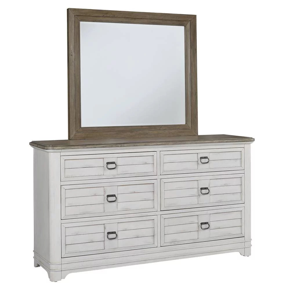 White-Washed Wood 6-drawer Dresser and Mirror Z653690