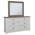 White-Washed Wood 6-drawer Dresser and Mirror Z653690