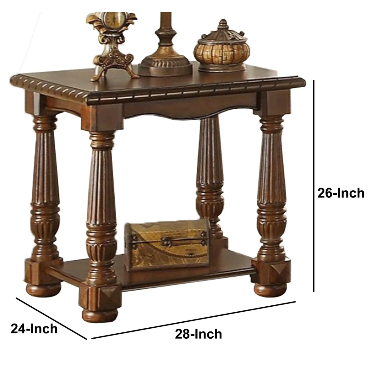 Brown Rubber Wood End Table R718