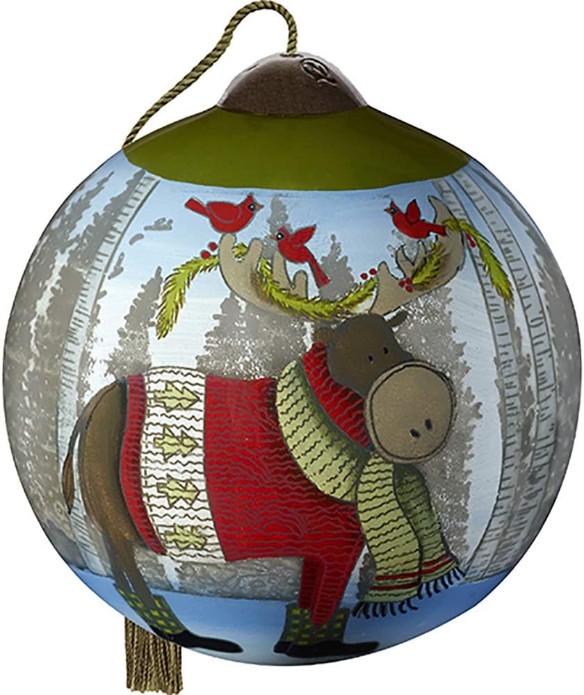 Moose with Cardinals On Antlers Ornament O7517