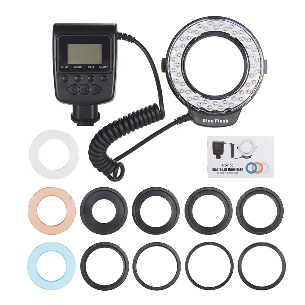 Flash Lamp 8 Adapter Power 3 Diffusers 3000-15000K LED LCD Display P719