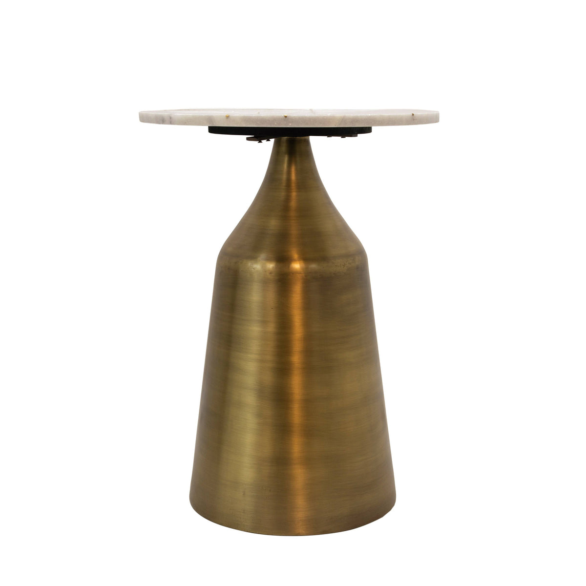 White Marble Round Side Table with Inlay I187604