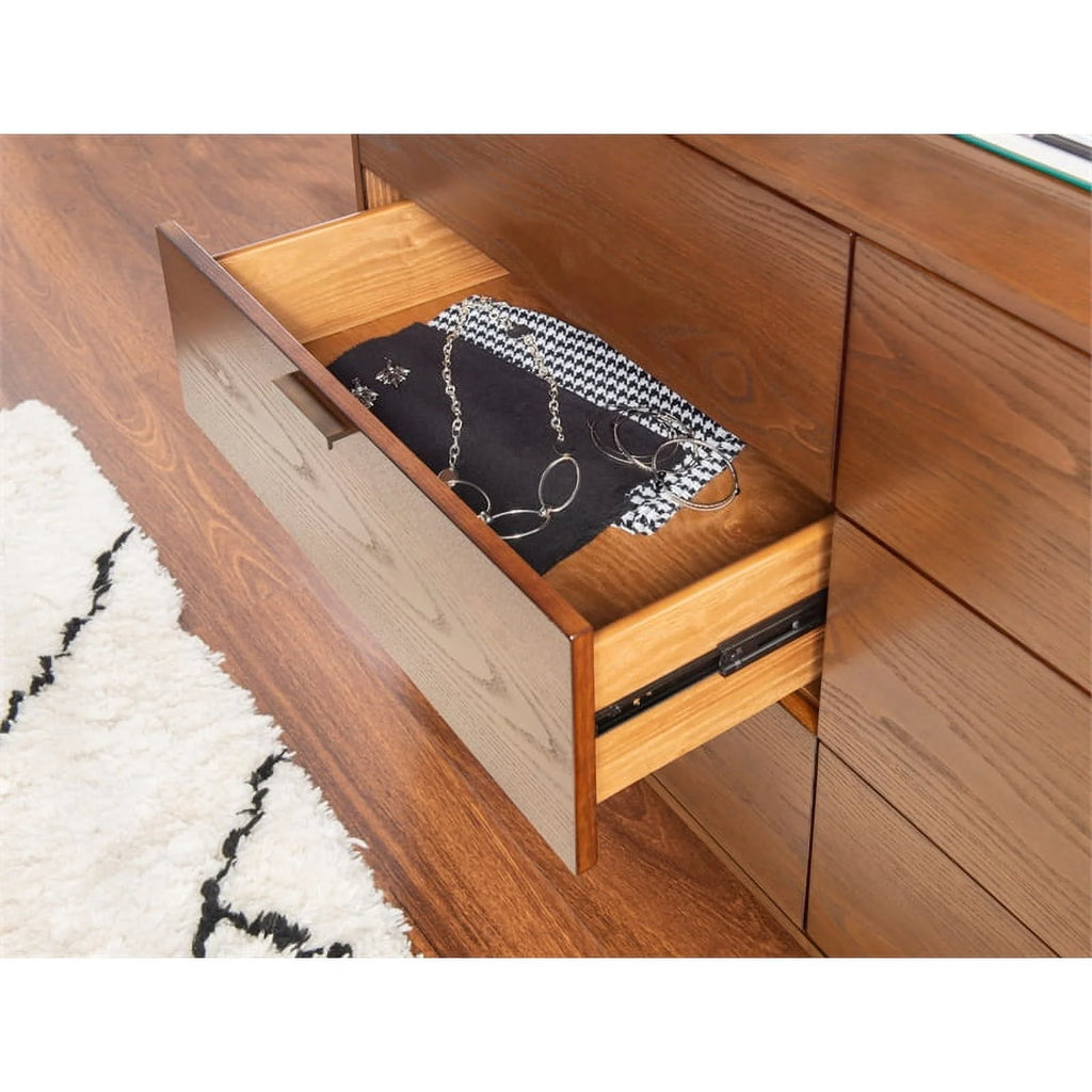 Brown 6 Drawer Wood Dresser Z613