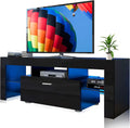High Gloss White LED TV Stand with Storage Drawers L9349