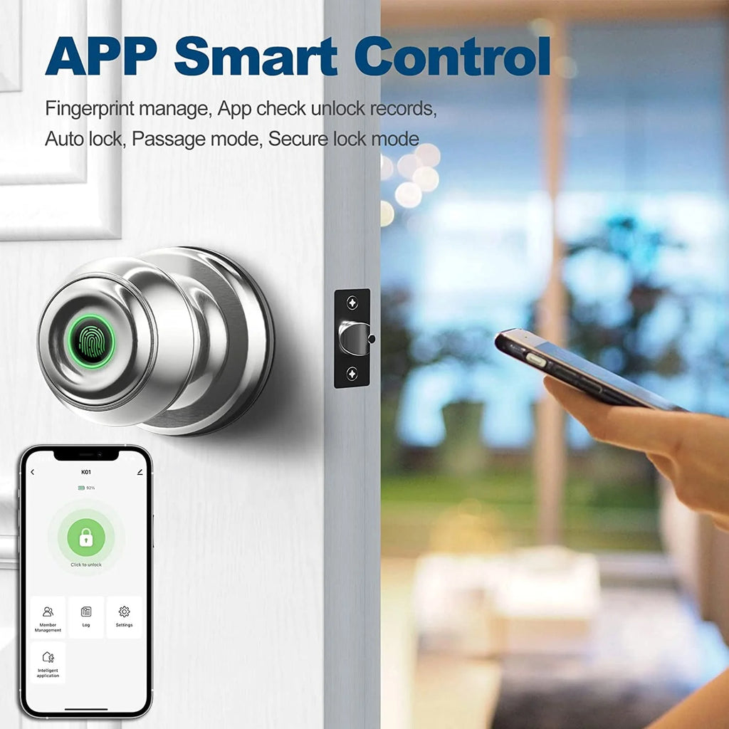 Smart Fingerprint Door Lock with App Control, Black Z51993