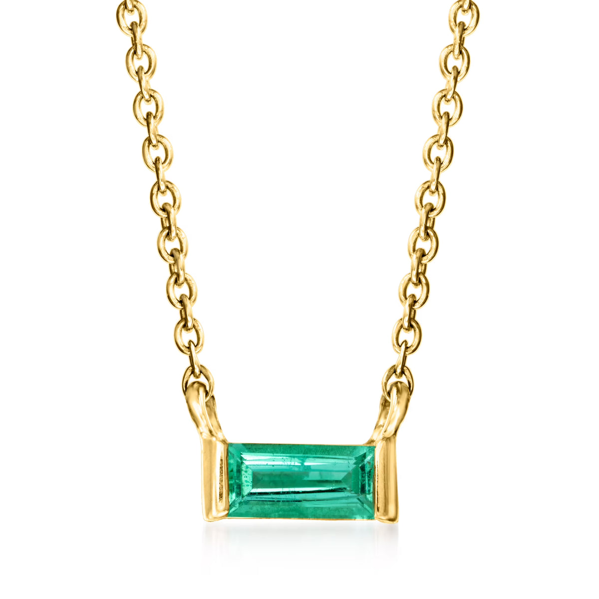 0.10 Carat Emerald Necklace in 14kt Yellow Gold D218546