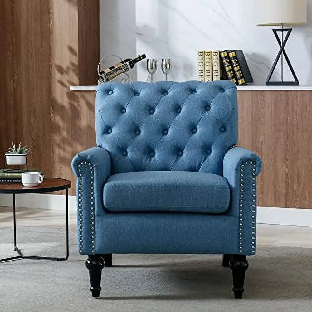 Chenille Fabric Accent Chair with Footrest V622069