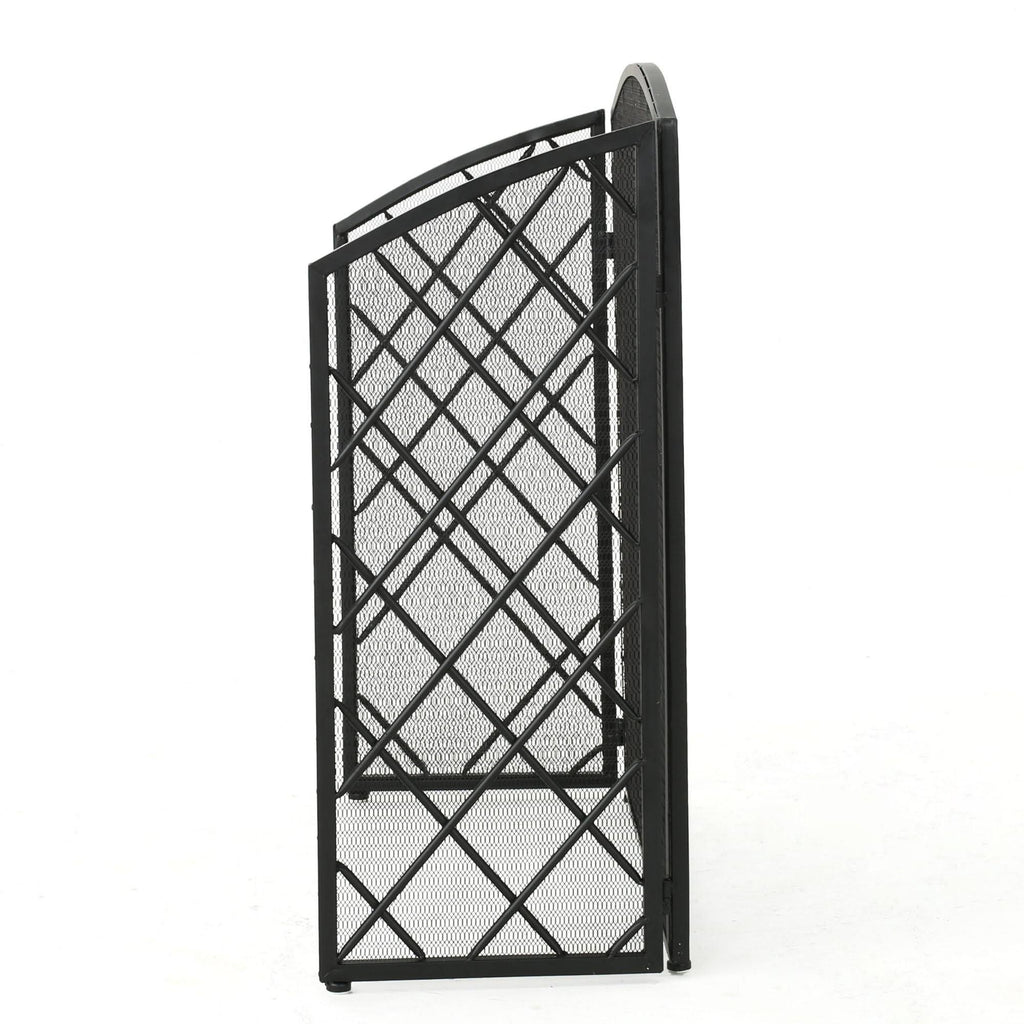 Black Contemporary Three Panel Fireplace Screen M658