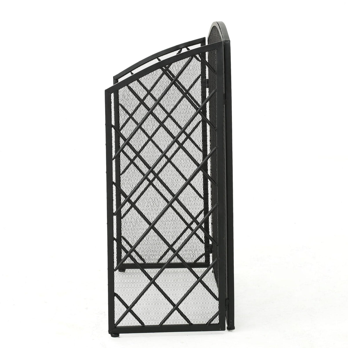 Black Contemporary Three Panel Fireplace Screen M658