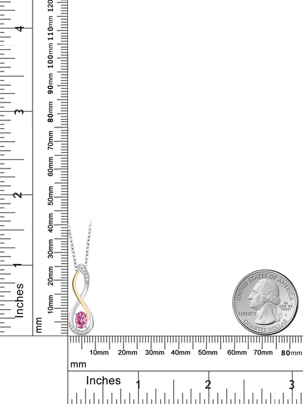 Pink Moissanite Lab Grown Diamond Infinity Pendant Necklace with Chain K571