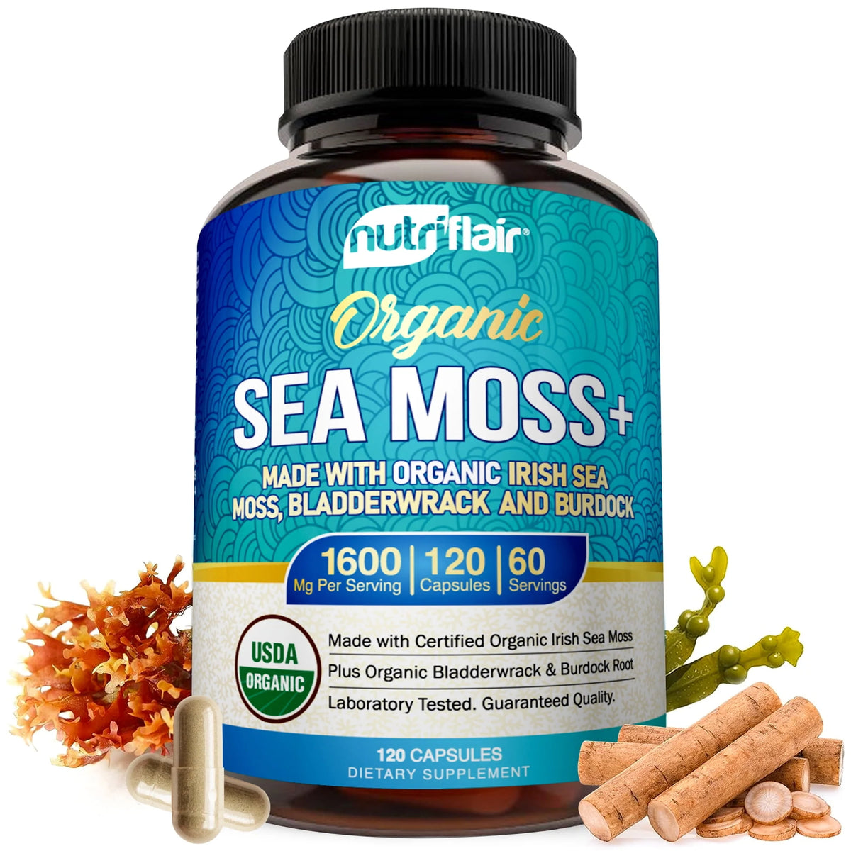 Organic Sea Moss Capsules 1600mg 120 Capsules M216