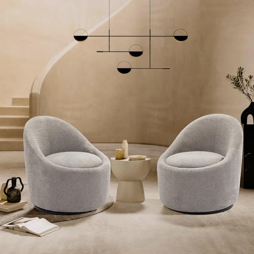 Beige Swivel Accent Chair with Hidden Storage T52985
