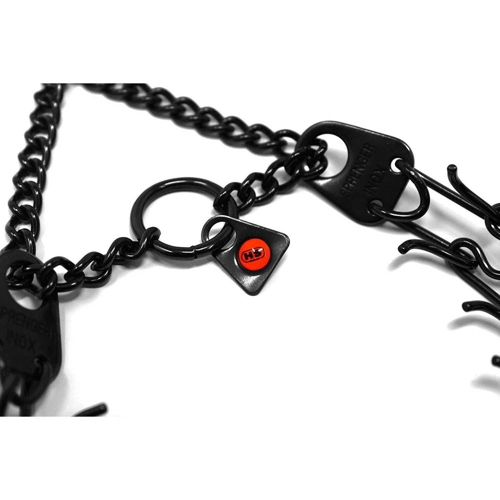 Black Stainless Steel Prong Dog Training Collar with Swivel D585