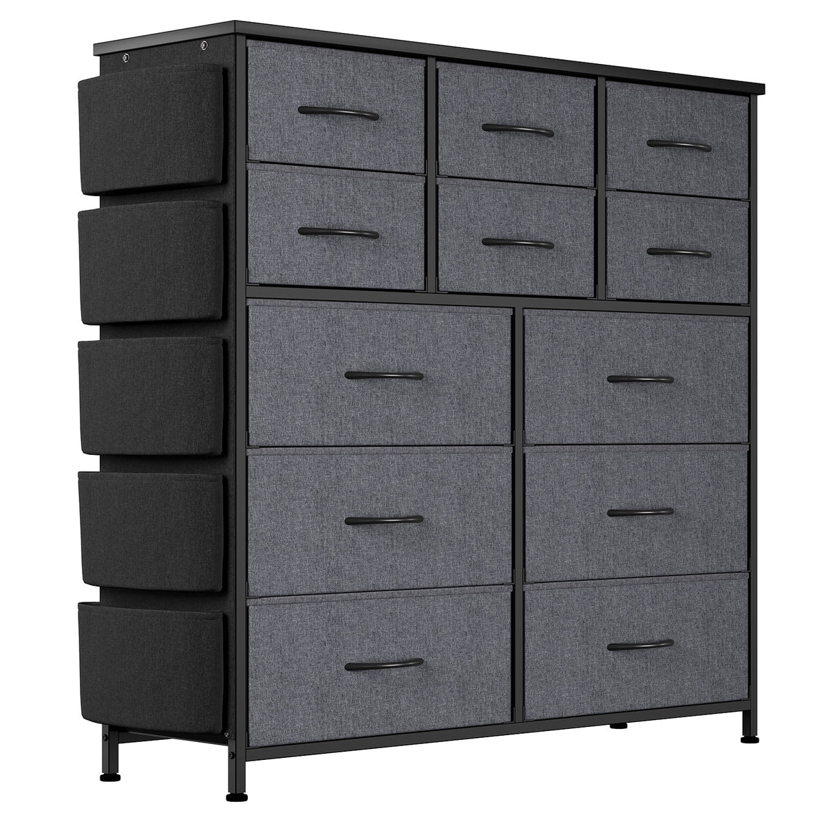 12 Drawer Fabric Dresser with Wood Tabletop H428401