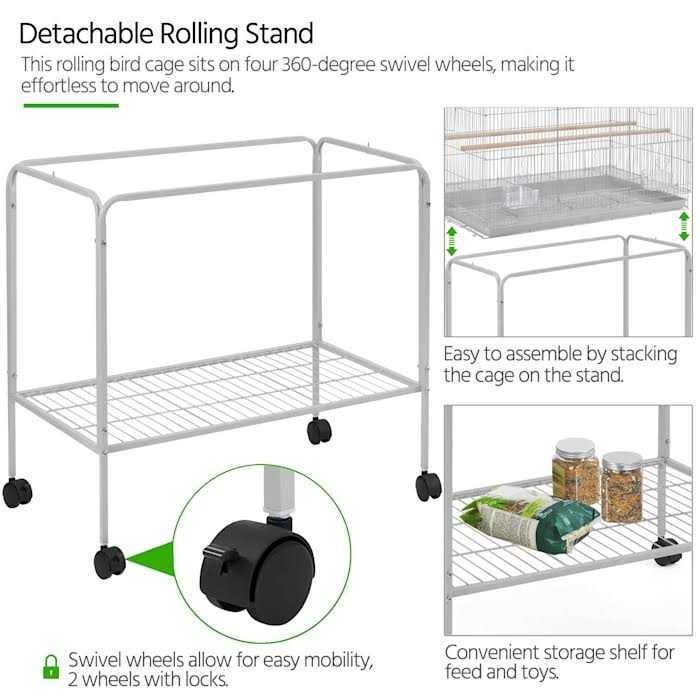 47 Bird Cage with Slide-Out Tray and Rolling Stand Z697095