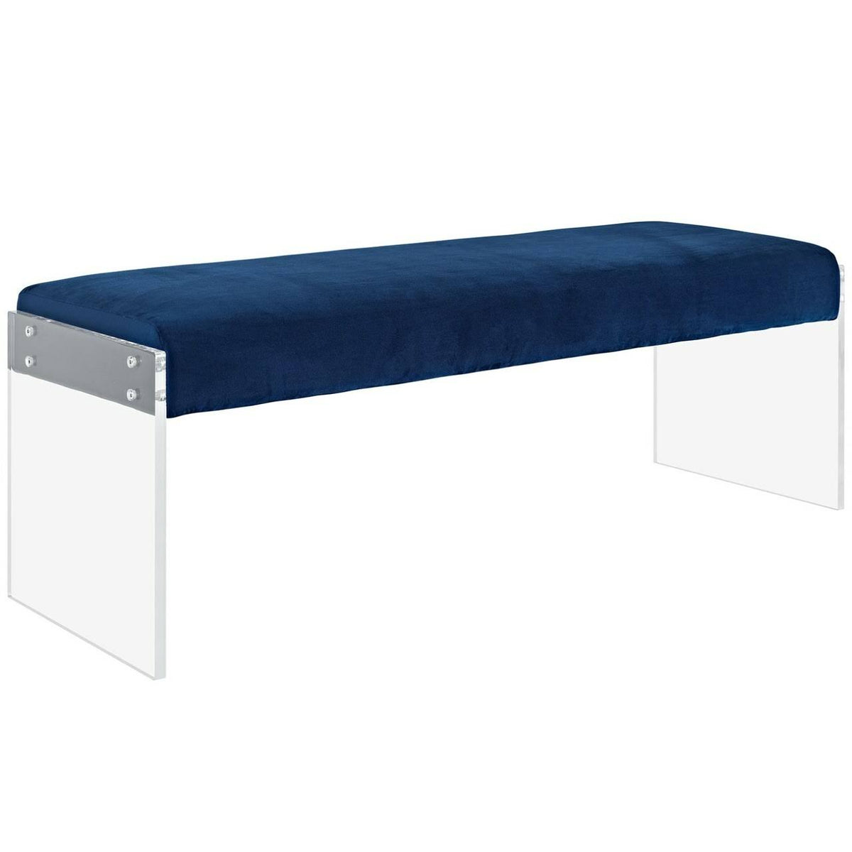 Navy Blue Fabric Velvet Bench K89111