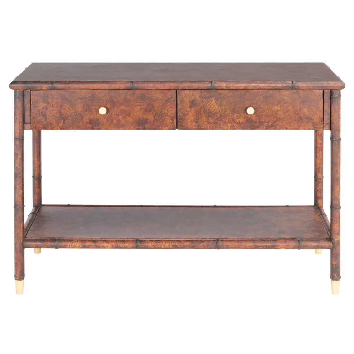 Dark Brown Gold Wood Console Table with Drawer F233243