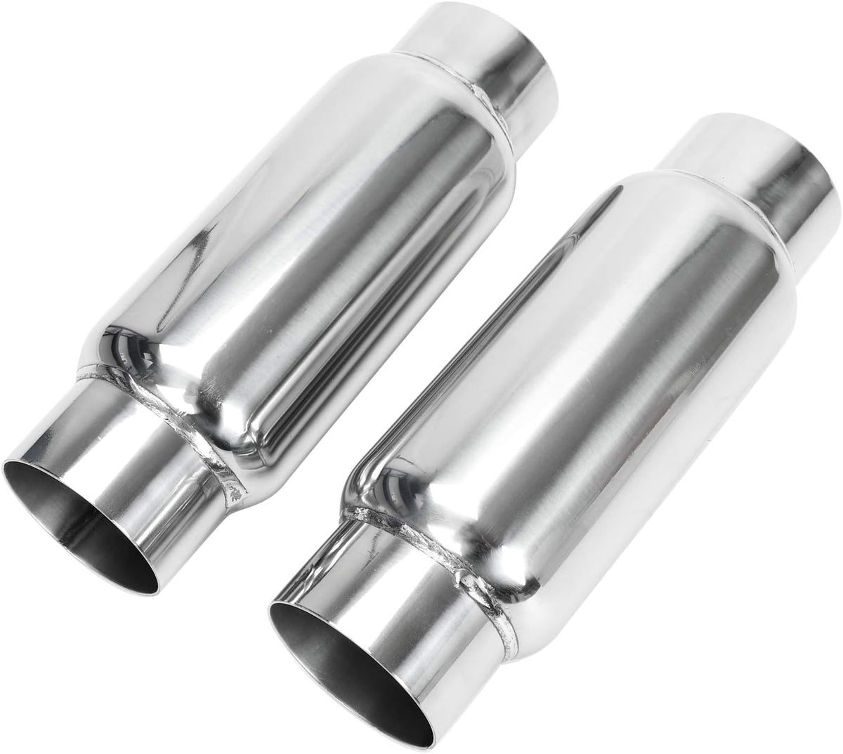 3" Inlet 3" Outlet Stainless Steel Exhaust Muffler Resonator, 12" Overall Length, Pack of 2 M665