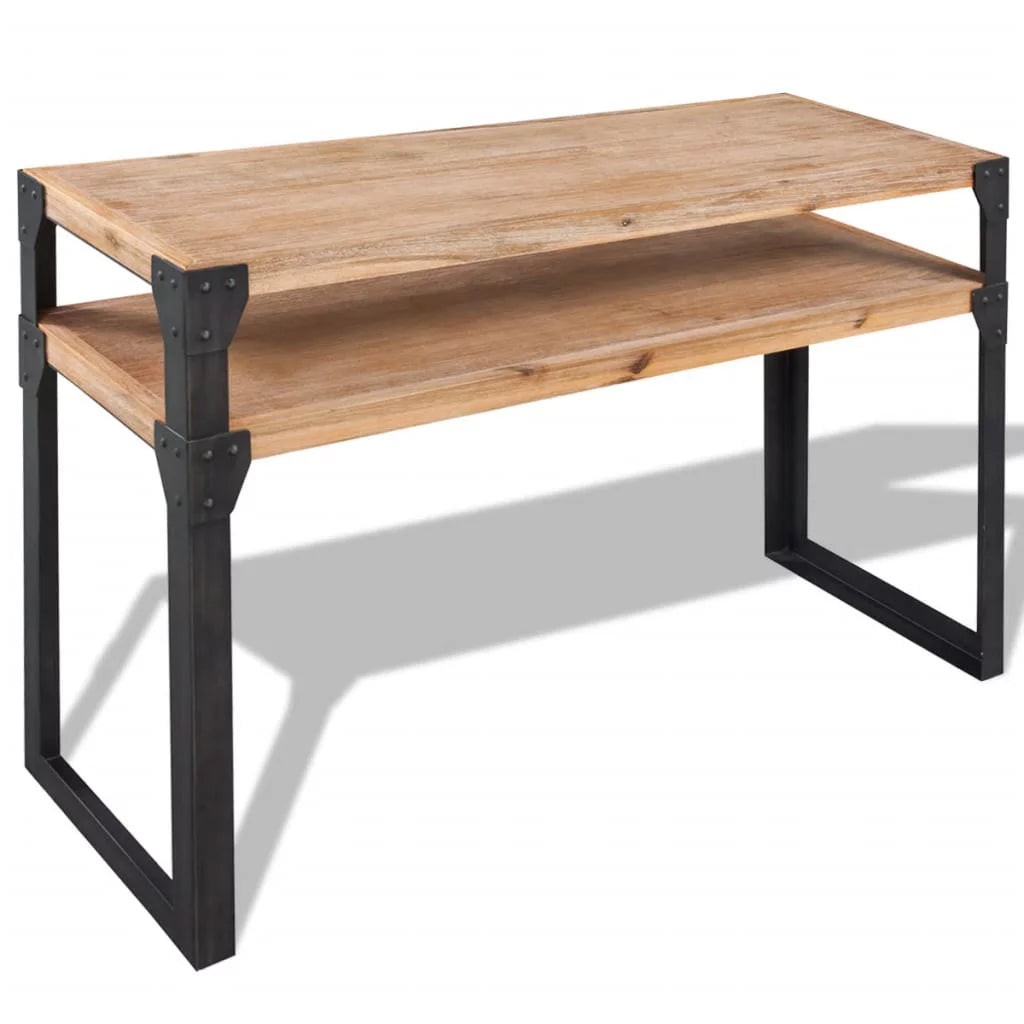 Acacia Wood Console Table with Storage Shelf Steel Legs U49564