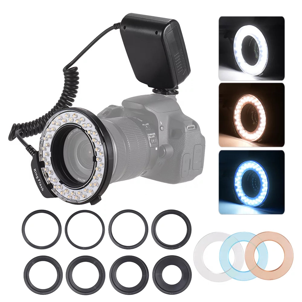 Flash Lamp 8 Adapter Power 3 Diffusers 3000-15000K LED LCD Display P719