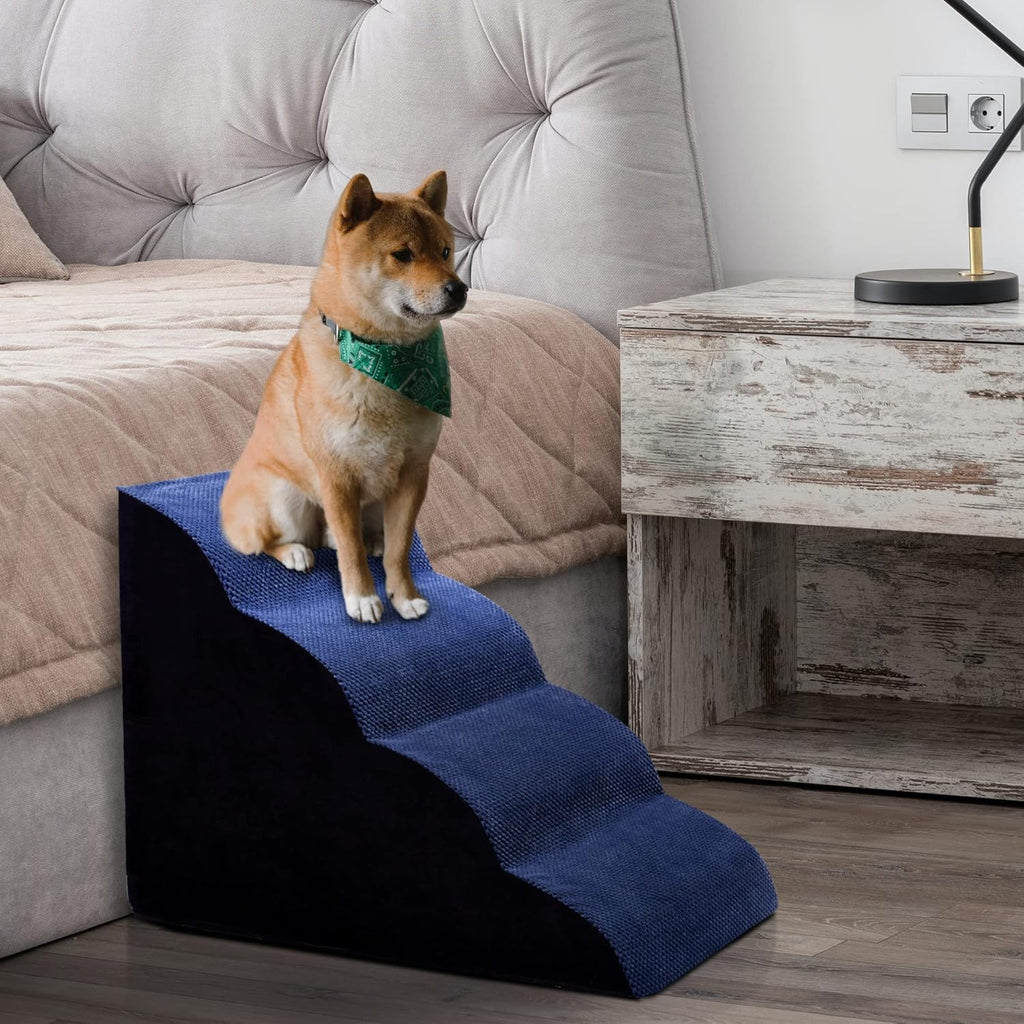 Navy Blue 4 Tiers Foam Dog Stairs H83224