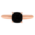 1.5ct Cushion Cut Black Natural Onyx 14k Rose Gold Ring Size 5.25 Q393595
