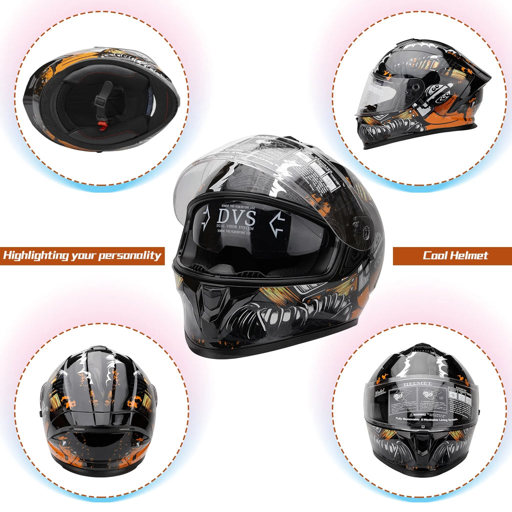 Dual Visor Full Face Flip Motorcycle Helmet I75754