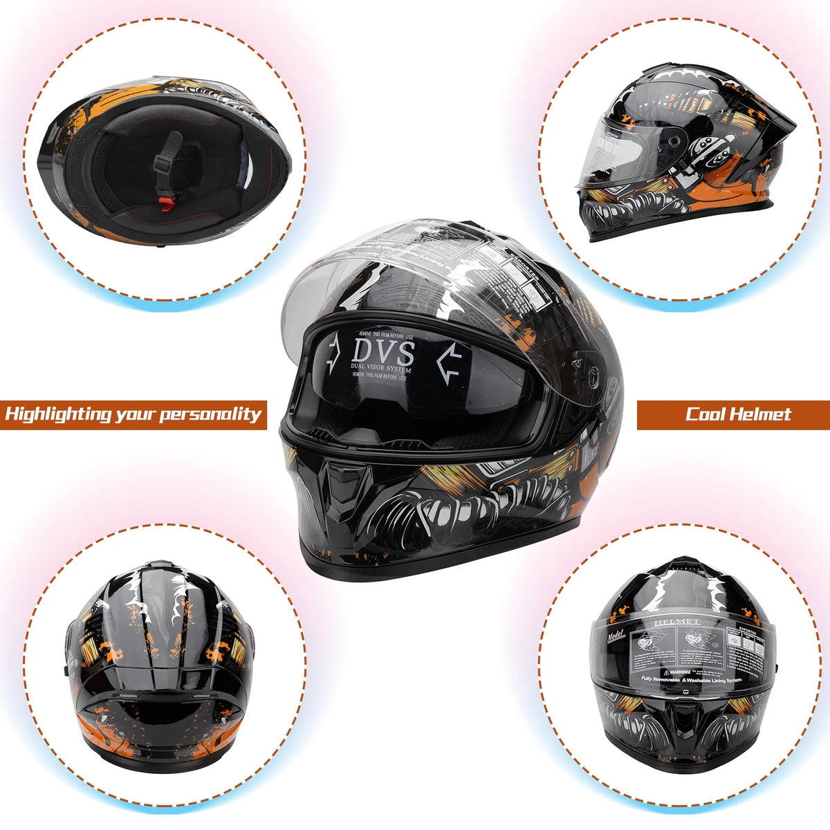 Dual Visor Full Face Flip Motorcycle Helmet I75754