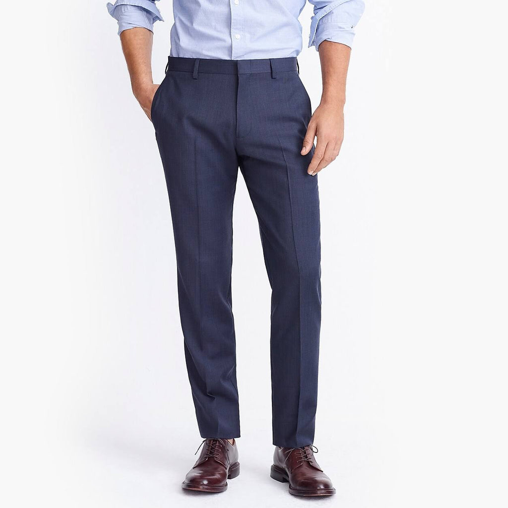 Navy Blue Slim Worsted Wool Suit Pant V34960