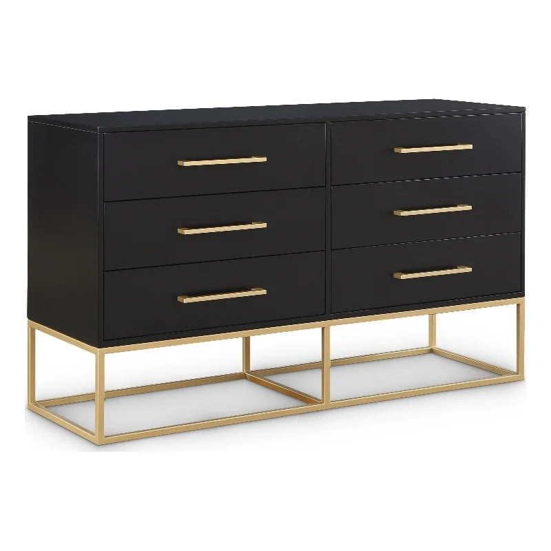 Black Dresser with Gold Metal Legs and Handle V650
