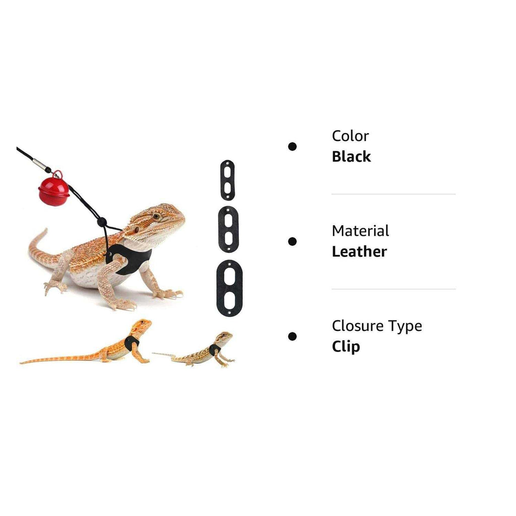3 Packs Adjustable Soft Leather Bearded Dragon Harness and Leash L18639