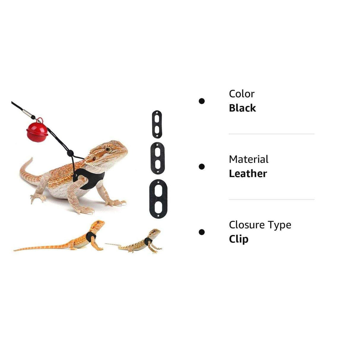 3 Packs Adjustable Soft Leather Bearded Dragon Harness and Leash L18639