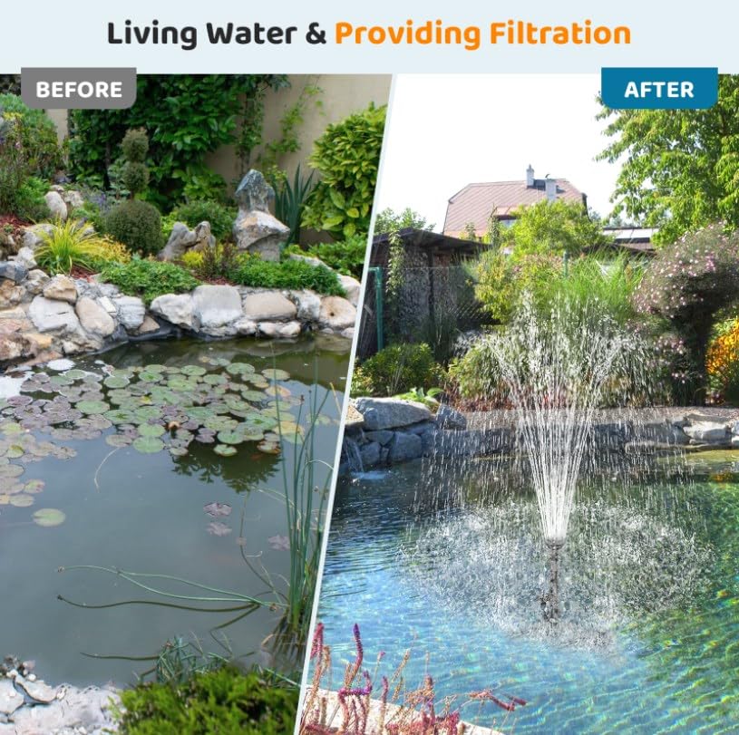 40W 660GPH Floating Pond Fountain with LED Lights and 3 Modes Spray M634