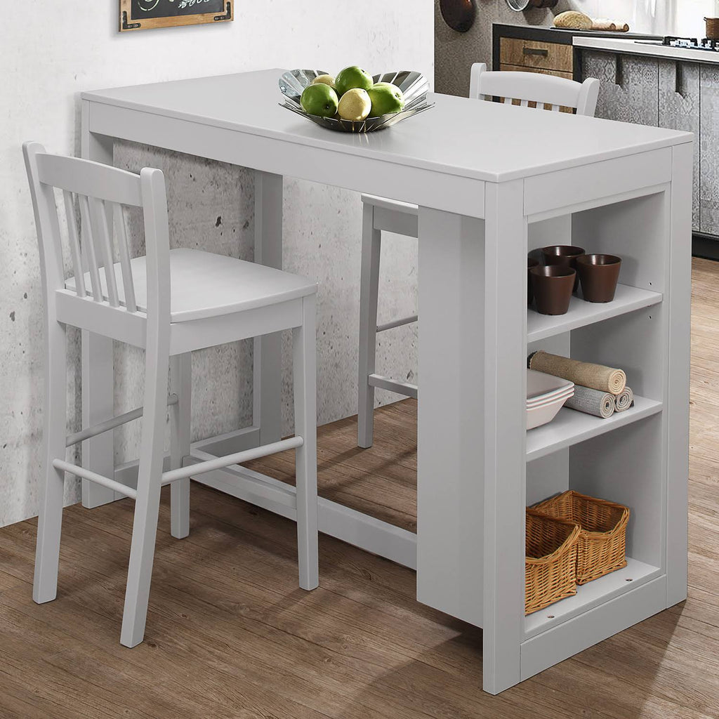 Ash Grey Counter Height Dining Table with Shelving F5071
