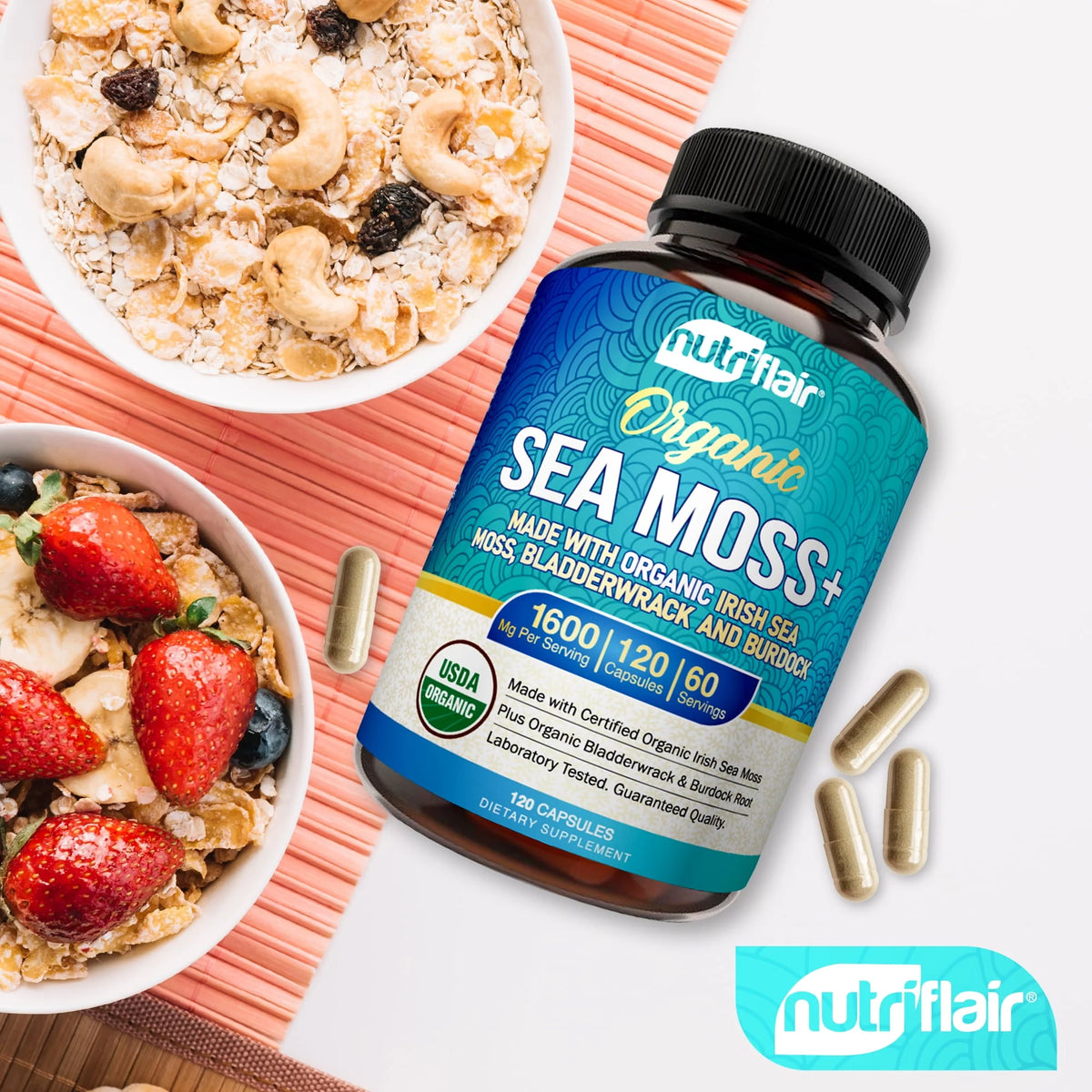 Organic Sea Moss Capsules 1600mg 120 Capsules M216
